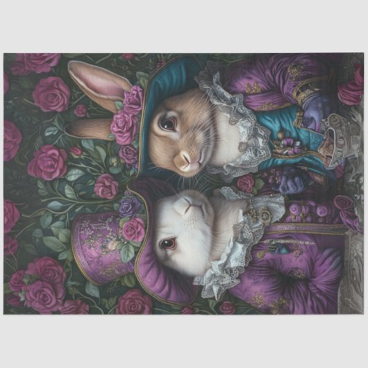 Papier Mousseline Découpage lapins de Pâques violets dans l'Attique  (Recto)