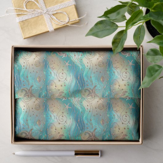 Papier Mousseline Découpage Large Ocean Scape Pour Coques (Cadeau)