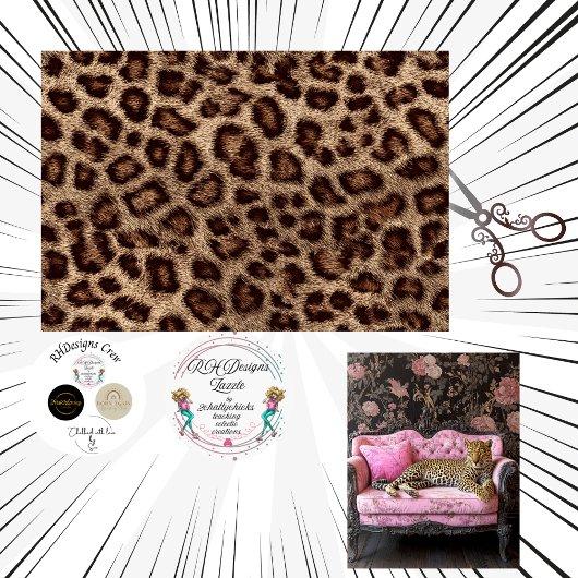 Papier Mousseline Decoupage Leopard Print Faux Texture 