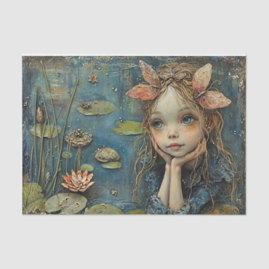 PAPIER MOUSSELINE DÉCOUPAGE LILY POND FAIRY (Recto)