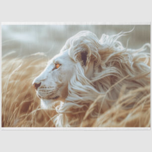 Papier Mousseline Découpage Lion blanc majestueux