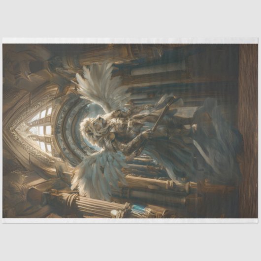 Papier Mousseline Découpage Lion Guardian Sacré Hall Angel ailes (Recto)