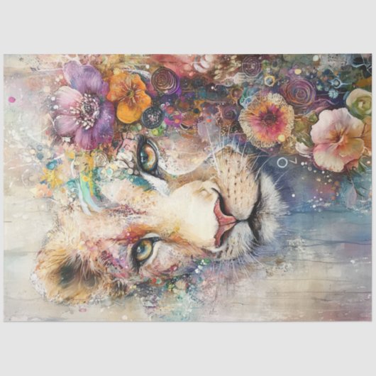 Papier Mousseline Découpage Lions Abstraits Face À L'Élément Artisti (Recto)