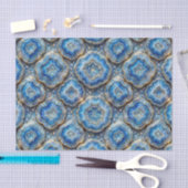 Papier Mousseline Découpage Luxueux | Géode d'agate Bleu Océan + Or (Artisanat)