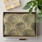Papier Mousseline Découpage Luxueux | Géode d'agate Olive Vert + Or (Cadeau)