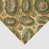 Papier Mousseline Découpage Luxueux | Géode d'agate vert olive + or (Détail)