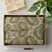 Papier Mousseline Découpage Luxueux | Géode d'agate vert olive + or (Cadeau)