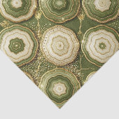 Papier Mousseline Découpage Luxueux | Géode d'agate vert olive + or (Détail)