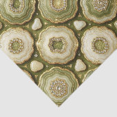 Papier Mousseline Découpage Luxueux | Géode d'agate vert olive + or (Détail)