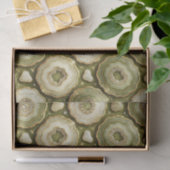 Papier Mousseline Découpage Luxueux | Géode d'agate vert olive + or (Cadeau)