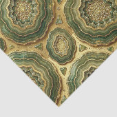 Papier Mousseline Découpage Luxueux | Géode d'agate vert olive + or (Détail)