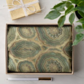 Papier Mousseline Découpage Luxueux | Géode d'agate vert olive + or (Cadeau)
