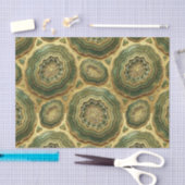 Papier Mousseline Découpage Luxueux | Géode d'agate vert olive + or (Artisanat)