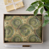 Papier Mousseline Découpage Luxueux | Géode d'agate vert olive + or (Cadeau)