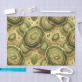 Papier Mousseline Découpage Luxueux | Géode d'agate vert olive + or (Artisanat)