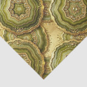 Papier Mousseline Découpage Luxueux | Géode d'agate vert olive + or (Détail)