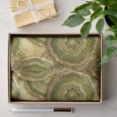 Papier Mousseline Découpage Luxueux | Géode d'agate vert olive + or (Cadeau)