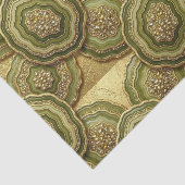 Papier Mousseline Découpage Luxueux | Géode d'agate vert olive + or (Détail)