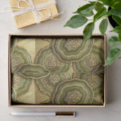 Papier Mousseline Découpage Luxueux | Géode d'agate vert olive + or (Cadeau)