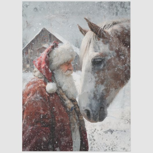 Papier Mousseline Decoupage Magical Moment Santa & His Horse Snowing (Recto)