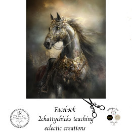 Papier Mousseline Découpage Majestic Black Horse Golden Armure Crest