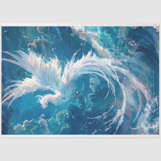 Papier Mousseline Découpage Majestic Ethereal blanc Phoenix (Recto)
