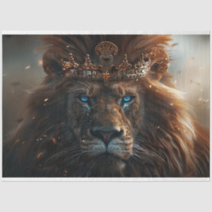 Papier Mousseline Découpage Majestic Lion Blue Eyes