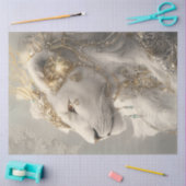 Papier Mousseline Découpage Majestic Lionne blanche Ornements & Or (Artisanat)