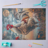 Papier Mousseline Découpage Majestic Rooster Vibrant Night Sky Moon (Artisanat)