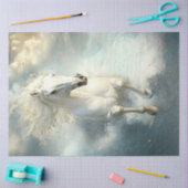 Papier Mousseline Découpage Majestic White Horse Galloping Océan (Artisanat)