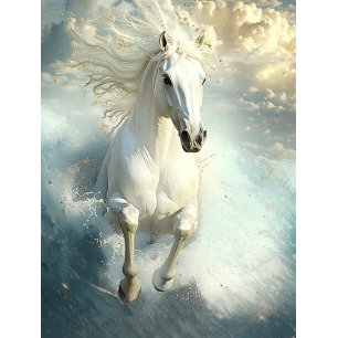 Papier Mousseline Découpage Majestic White Horse Galloping Océan