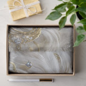 Papier Mousseline Découpage Majestic White Lion Or & Argent (Cadeau)