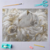 Papier Mousseline Découpage Majestic White Lion Or & Argent (Artisanat)