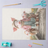 Papier Mousseline Découpage Mama Cochon & Piglets Famille Whimsical (Artisanat)