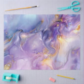 Papier Mousseline Découpage Marbre Faux Finition Purple Or Bleu (Artisanat)