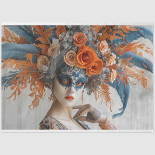 Papier Mousseline Découpage Mardi Gras Queen avec coiffure (Recto)