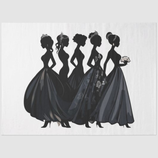 Papier Mousseline Découpage Mariage nuptiale mode noir et gris (Recto)