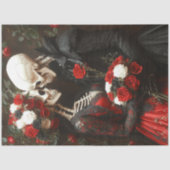 Papier Mousseline Découpage Mariage Whimsical Noir & Rouge (Recto)