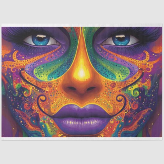 Papier Mousseline Découpage Masque Mardi Gras de couleur vive (Recto)