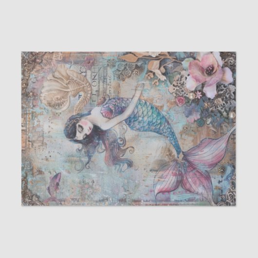 PAPIER MOUSSELINE DÉCOUPAGE MÉDIA MERMAID (Recto)