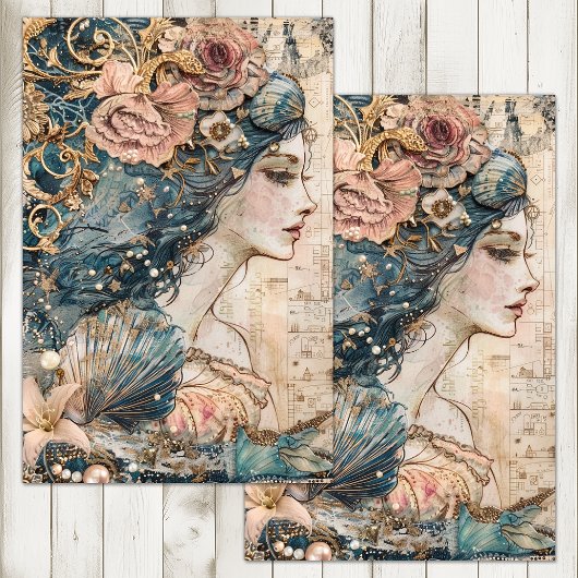 PAPIER MOUSSELINE DÉCOUPAGE MERMAID EXOTIQUE