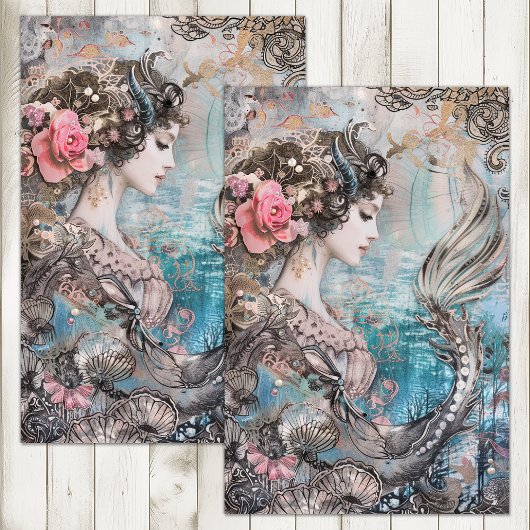 PAPIER MOUSSELINE DÉCOUPAGE MERMAID EXOTIQUE