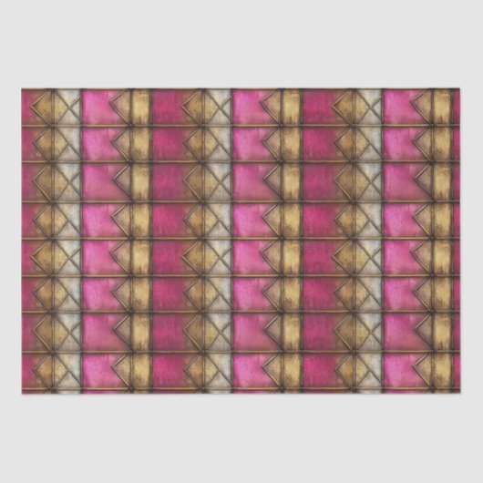 PAPIER MOUSSELINE DÉCOUPAGE MÉTALLIQUE EN BOIS GOTHIQUE ROSE (Recto)