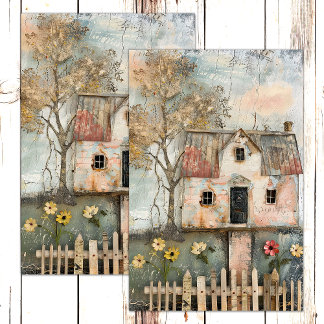 PAPIER MOUSSELINE DÉCOUPAGE MIXTE DES MÉDIAS DE LA FERME DE PAYS SHA
