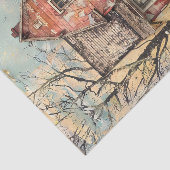 Papier Mousseline DECOUPAGE MIXTE Ferme Rouge en décrépitude (Détail)