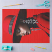 Papier Mousseline Découpage Modèle noir Casquette rouge frappant (Artisanat)