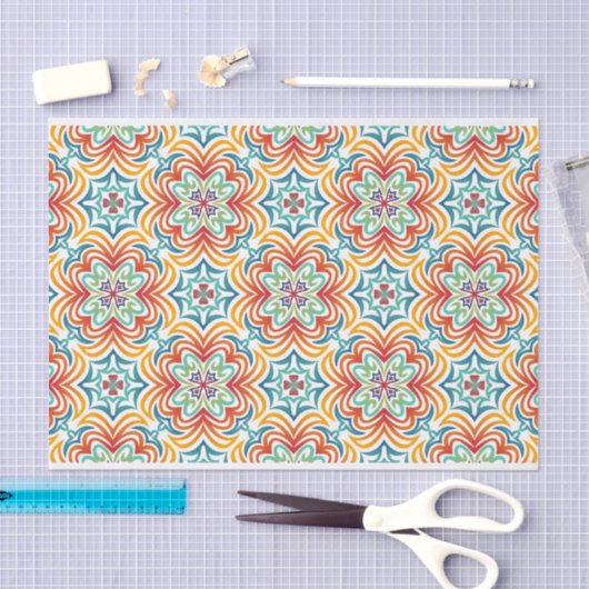 Papier Mousseline Découpage Motif Abstrait Retro Wavy (Artisanat)