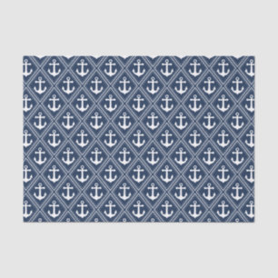 Papier Mousseline Découpage Motif Ancre bleu