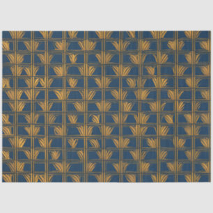 Papier Mousseline Découpage Motif bleu et or