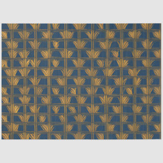 Papier Mousseline Découpage Motif bleu et or